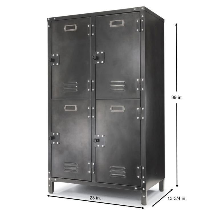 4 Door Steel Locker with Dark Weathered Finish