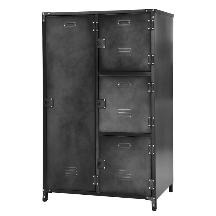 4 Door Steel Wardrobe Locker with Dark Weathered Finish